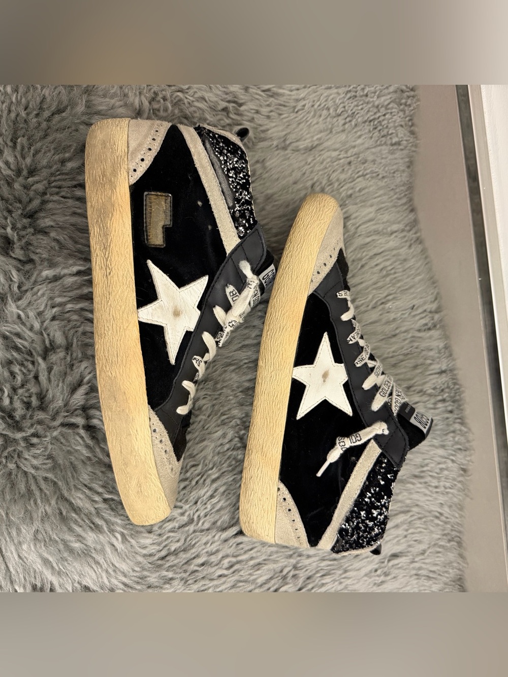 Golden Goose GGDB Mid Star Glitter Sneakers Black – Women’s EU 39 / US 9 - Picture 3 of 12